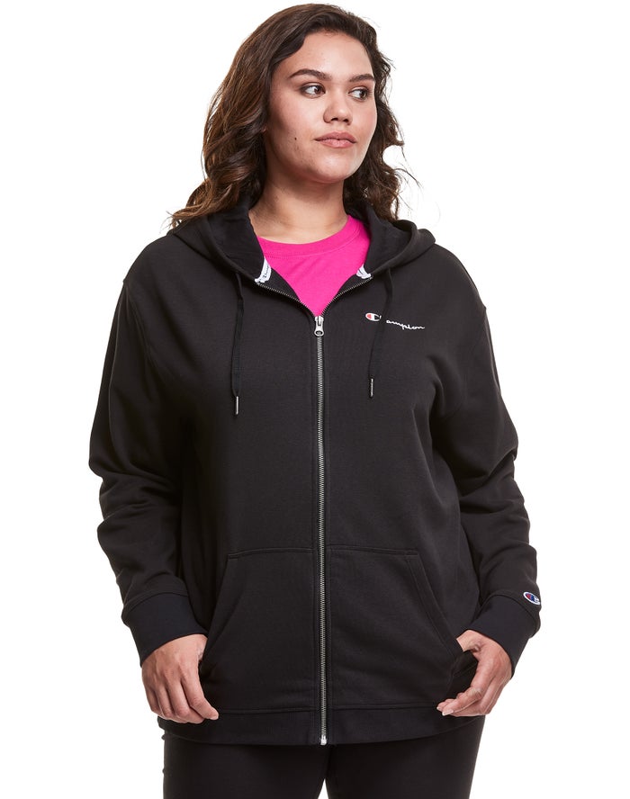 Sudadera Con Capucha Champion Mujer - Plus Campus French Terry Zip Embroidered Logo ( Negras ) 67852